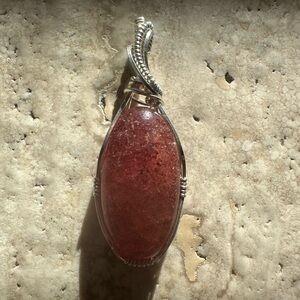 Sterling Silver Strawberry Quartz Necklace Pendant